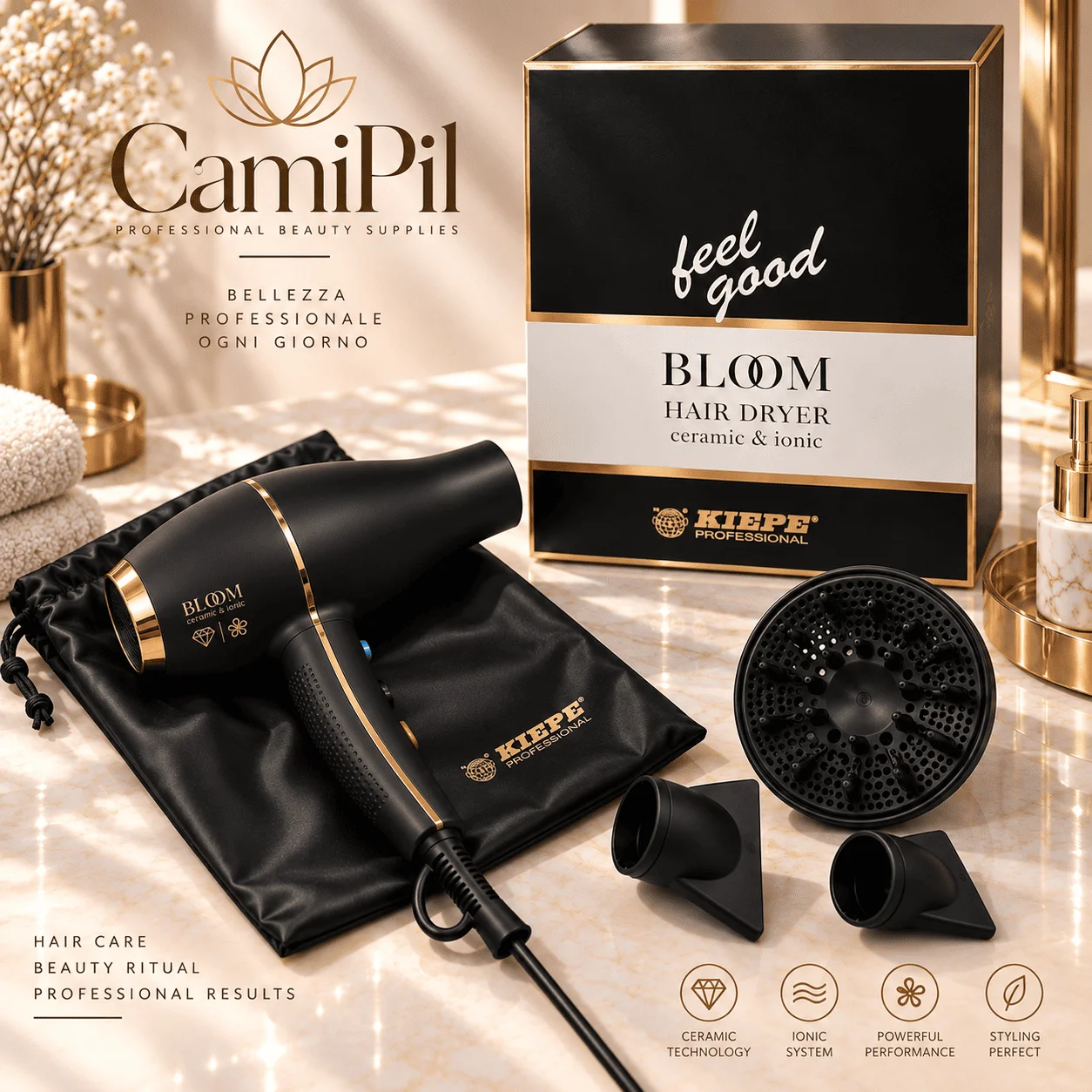 Asciugacapelli Bloom Nero